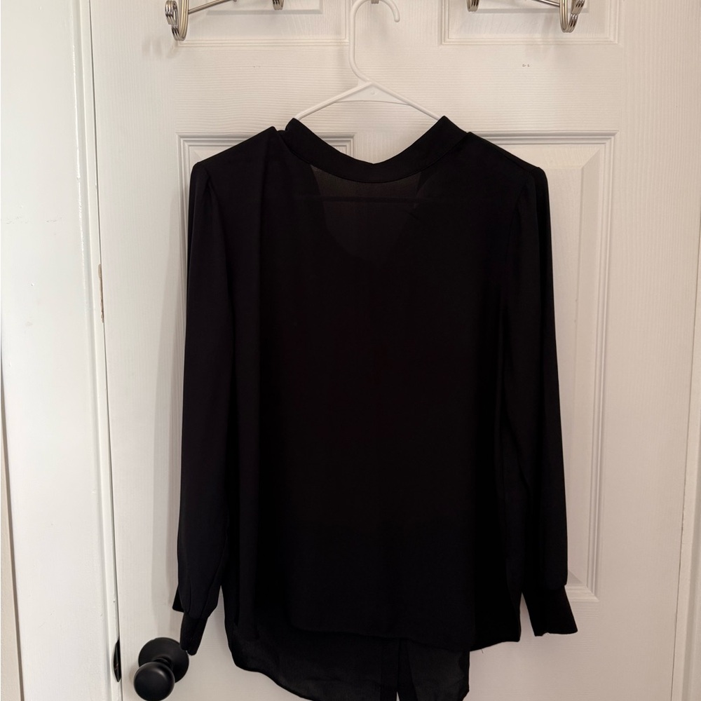 LOFT Black Button-Back Blouse